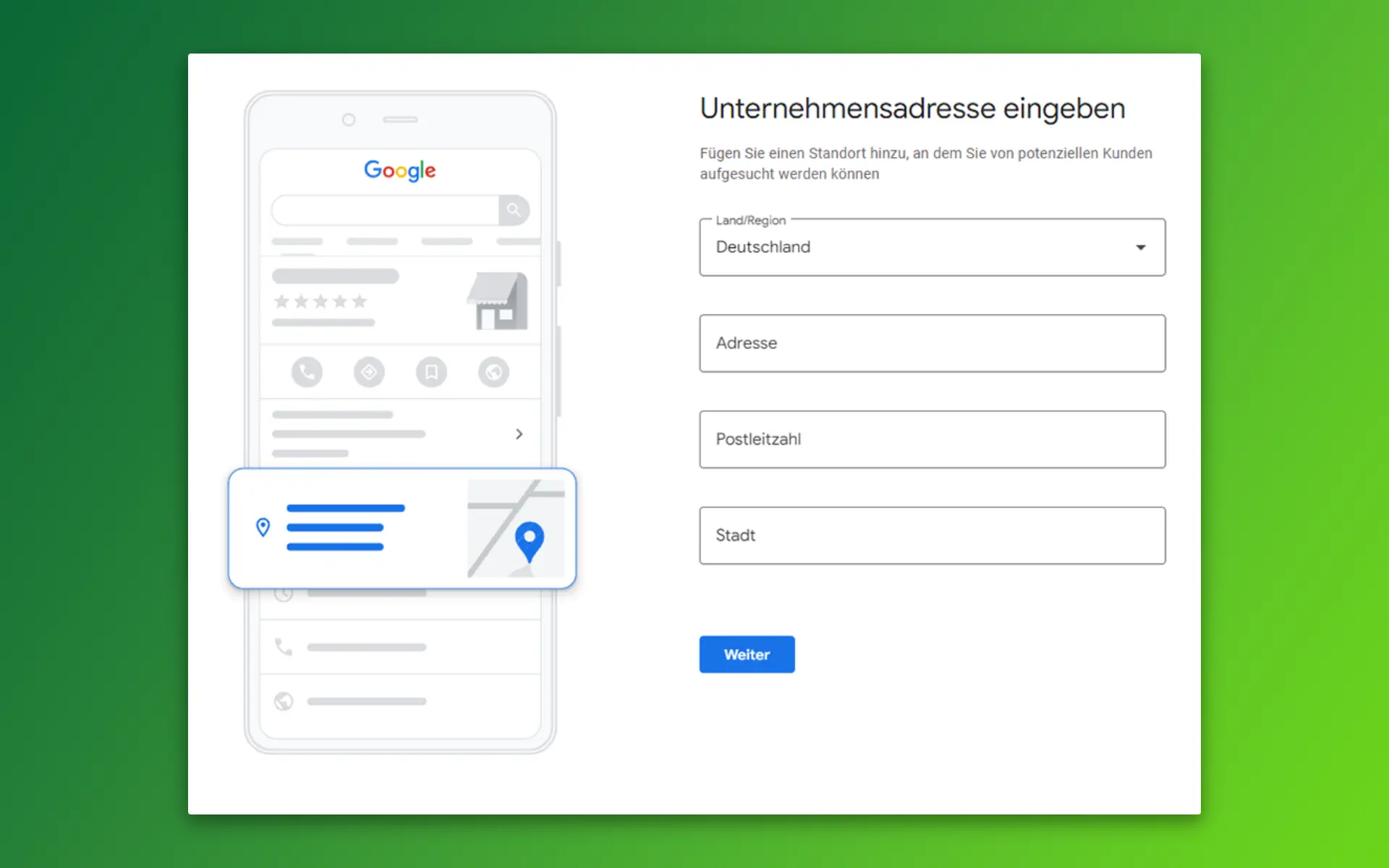 Achte bei deiner Adresse auf eine einheitliche Schreibweise.